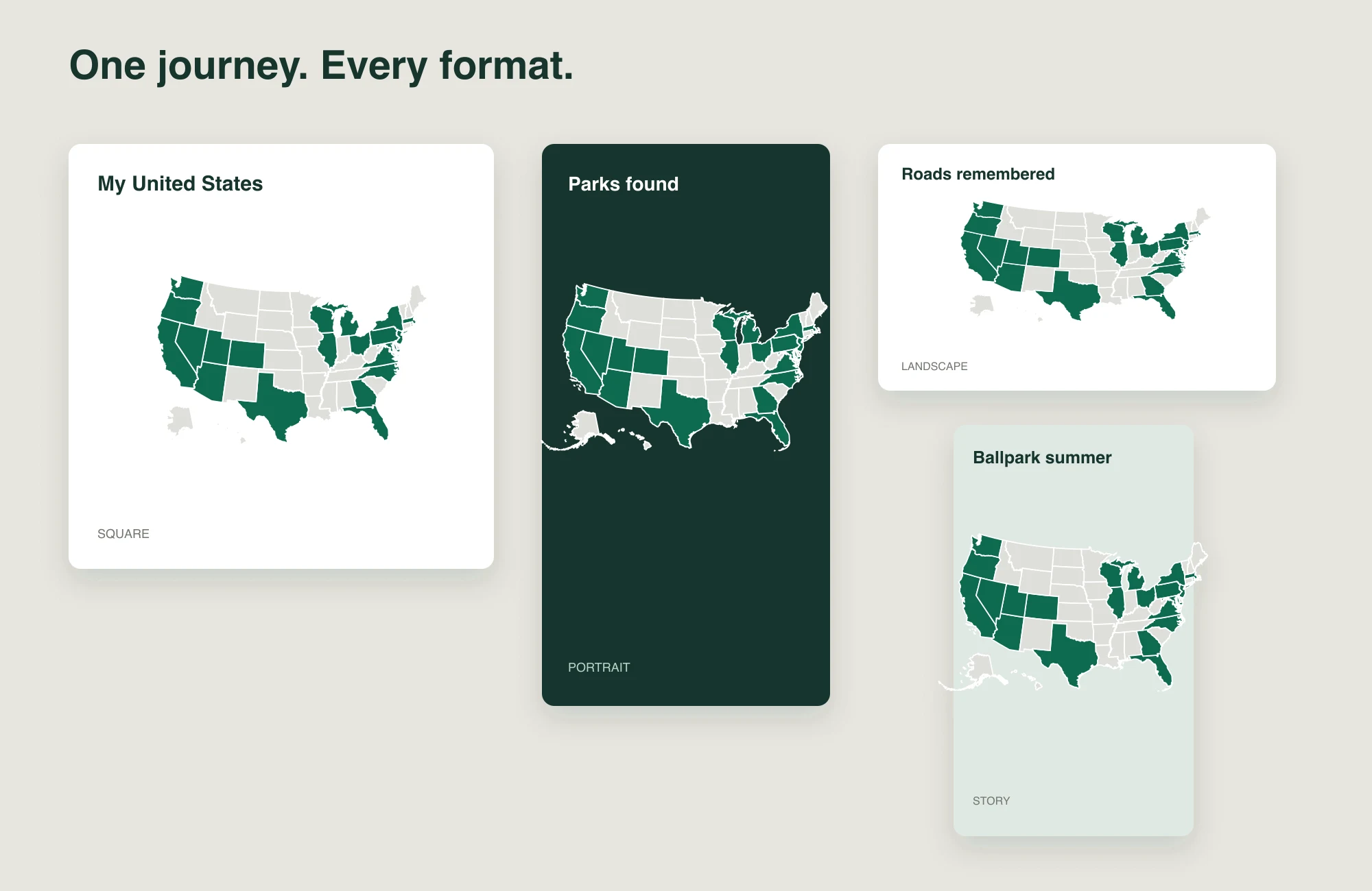 VisitedMaps artwork composed in square, portrait, landscape and story formats